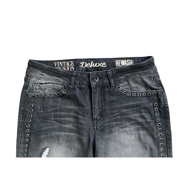 REWASH Womens Size 7 Stonewashed Gray Vintage Reunion Low Rise Ripped Goth Jeans - Picture 3 of 11